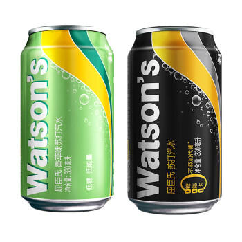 屈臣氏（Watsons）苏打水气泡饮料特调解腻330mL*24罐混合（原味20罐+香草4罐） 商品图4
