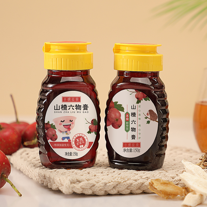 【消化不良 胃口不好】  山楂六物膏150g送试吃  小瓶挤压便携 至好食材48+小时熬制 1岁以上可食用 饭后1小时食用 大人小孩都能食