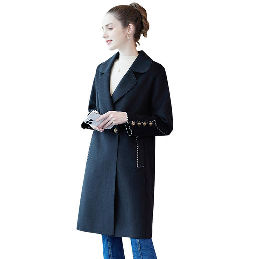 奢姿2025年冬季新款大码女装减龄外套胖妹妹翻领时尚双面呢大衣6533311006 商品图4