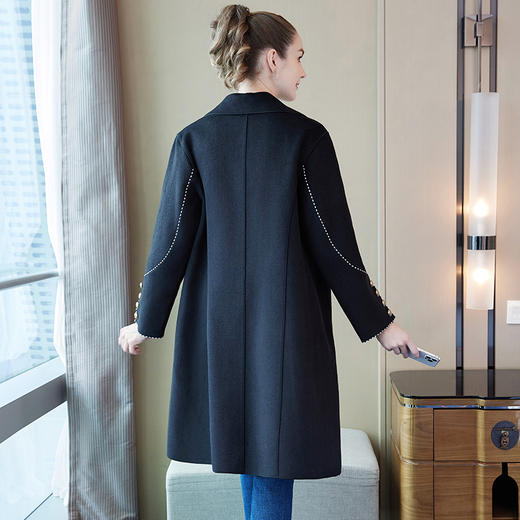 奢姿2025年冬季新款大码女装减龄外套胖妹妹翻领时尚双面呢大衣6533311006 商品图3