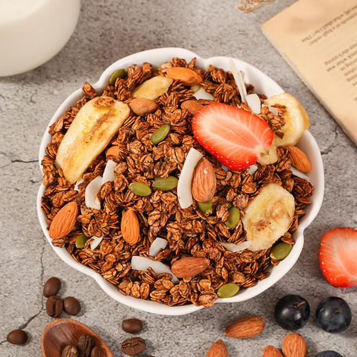 元气营养早餐！生椰拿铁烘焙坚果麦片】坚果轻脆，麦片饱满。醇香咖啡，生椰清香，坚果果干， 咖啡坚果麦片咖啡生椰麦片网红食品可干吃 商品图2