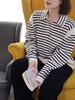 条纹POLO领条纹羊绒毛衣 小猫刺绣落肩袖宽松针织衫 源自内蒙的山羊绒 顺滑温润 手感柔软蓬松 宽松慵懒 经典法式剪刀V领 撞色白条拼接G0645 商品缩略图8