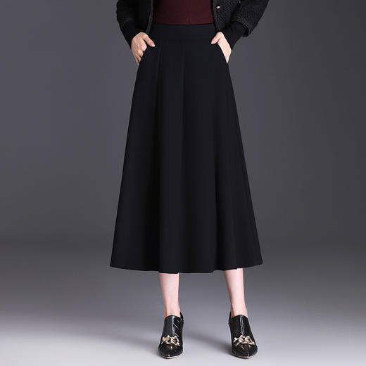 秋款中长款简约修身时尚通勤大摆裙，高腰百褶拼接气质半身裙MYX-2882 商品图2
