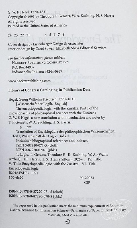【中商原版】小逻辑 黑格尔 英文原版 G W F HegelThe Encyclopaedia Logic Part I of the Encyclopaedia 商品图3