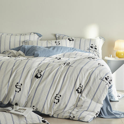 A类【国风熊猫床上四件套】锦芙绒牛奶绒 加厚保暖 冬季珊瑚绒床单被套 商品图6