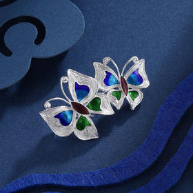 子佩集S990银【庆相逢】胸针吊坠两用【MXXZ001】(不含链)花丝珐琅彩蝴蝶2311