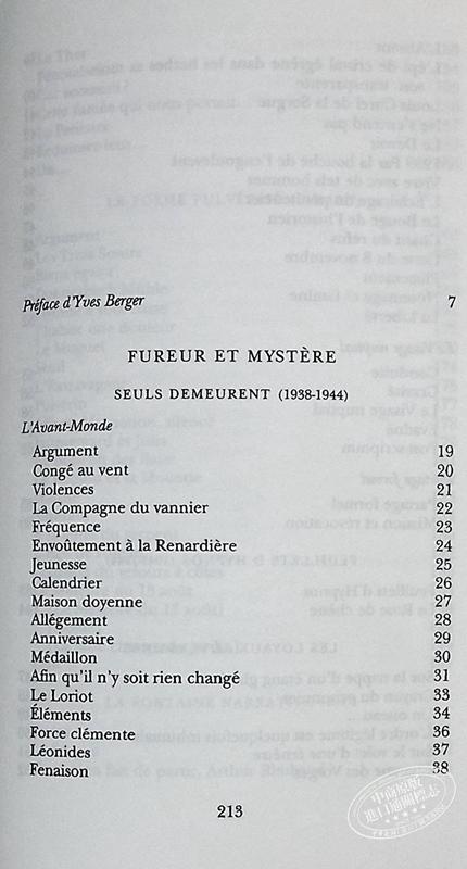 预售 【中商原版】勒内 夏尔诗选 愤怒与神秘 法文原版 Fureur et mystere Rene Char 商品图4