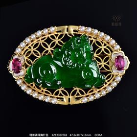 【福瑞】瑞兽满绿胸针坠     XZ12302069