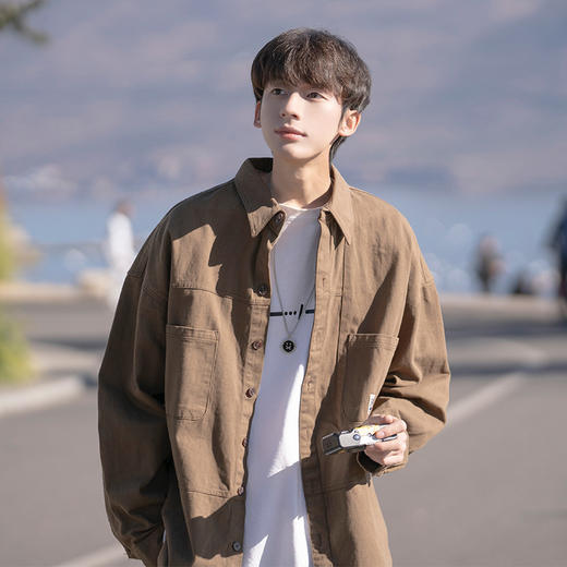 【复古宽松纯棉❗️工装衬衫外套】男女春秋季潮牌宽松情侣长袖衬衣休闲百搭外套上衣父亲节礼物新年礼盒年货礼盒 商品图2