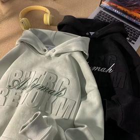 【休闲减龄❗️连帽卫衣】重磅卫衣男女潮牌麂皮绒连帽外套春季新款美式复古宽松情侣休闲套头上衣父亲节礼物新年礼盒年货礼盒