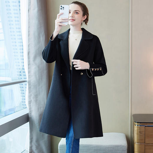 奢姿2025年冬季新款大码女装减龄外套胖妹妹翻领时尚双面呢大衣6533311006 商品图1