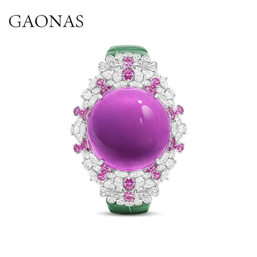 GAONAS 925银合成锆石戒指 高纳仕 轻奢时尚紫色素面腕带10211SPR 商品图0