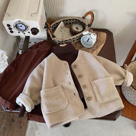 【短款新潮别具魅力！温暖守护】儿童新款秋冬外套开衫，加厚冬季宽松男童女童毛呢上衣 洋气又时尚，柔软如绒 温暖守护；冬季宽松版型，自由舒适lm 商品图5