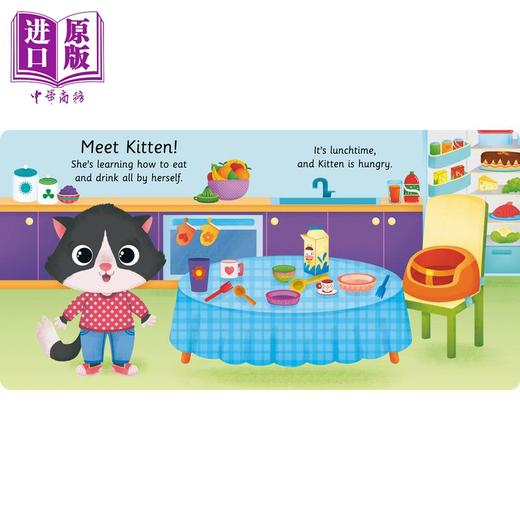 【中商原版】猫猫学习餐饮礼仪 Kitten Learns to Eat 英文原版 儿童纸板书 亲子绘本 早教认知图画书 进口儿童读物2-4岁  商品图1