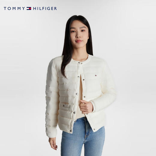 【海南专供价】TOMMY女装小香风圆领鸭绒合身轻暖羽绒服外套WW0WW40204 商品图0