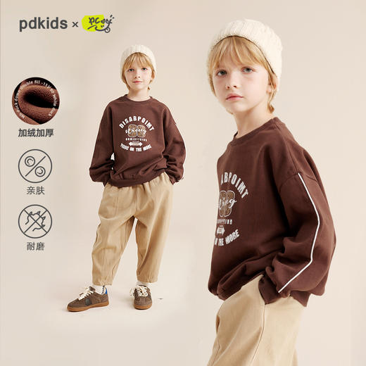 【内里复合奥粒绒】儿童美式复古印花加绒软卫衣PQWY2313 商品图0