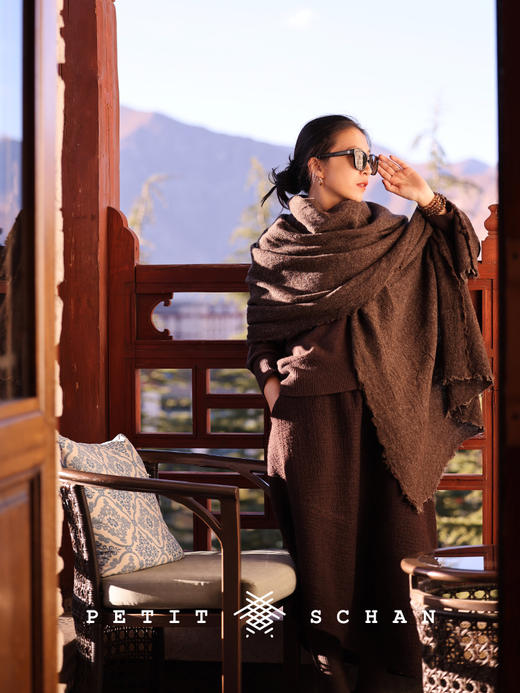 PETIT SCHAN小闪 ACC#012 talking to yak 对牛谈情 牦牛绒手纺纱羊绒小圈纱游牧风格大披肩 商品图4