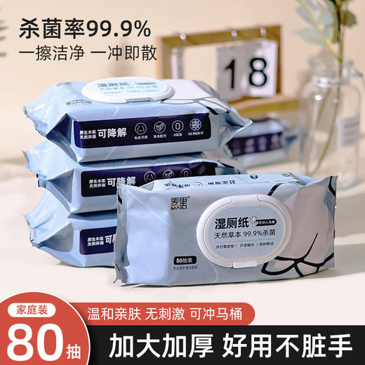 「80抽带盖装」湿厕纸80抽带盖大包便携装 孕妇儿童居家日用擦拭可冲湿厕巾 商品图0