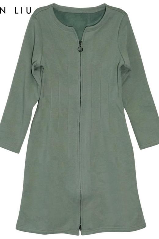 VIVIAN LIU薇薇安刘R2357405秋女装新款加绒门襟拉锁压褶连衣裙 商品图5