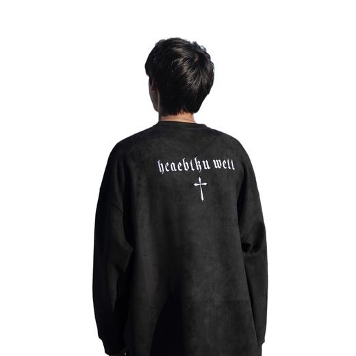 【十字架痞帅高街❗️宽松上衣】麂皮绒卫衣春秋季新款美式慵懒感潮流休闲宽松套头高街百搭上衣男衣服父亲节礼物新年礼盒年货礼盒 商品图4