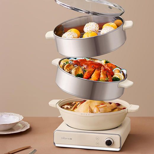 【小程序】小熊电蒸锅 DZG-CA3E1 米黄色 铝锅+蒸笼 商品图5