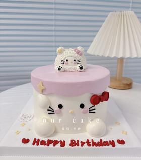 hello kitty动物手绘卡通蛋糕-低糖处理无添加