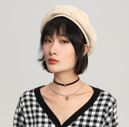 帽仕汇  灯芯绒全棉刺绣贝雷帽 商品图2