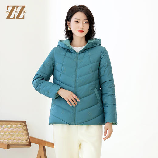佐尔美冬季新款 通勤简约双面穿连帽短款羽绒服女E14YY35 商品图3
