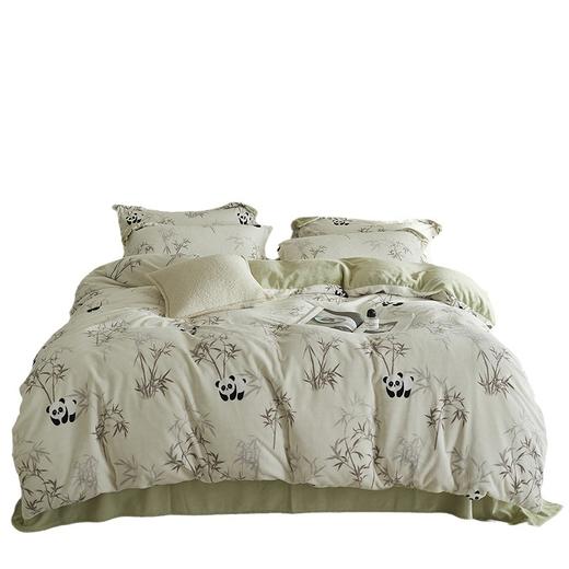 A类【国风熊猫床上四件套】锦芙绒牛奶绒 加厚保暖 冬季珊瑚绒床单被套 商品图4