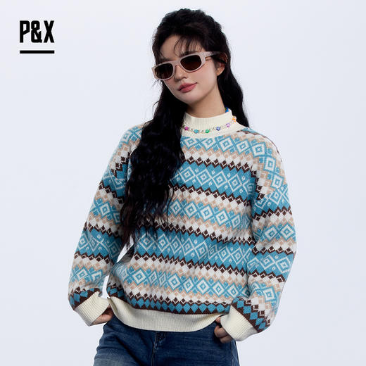 P&X设计师女装 短款毛衣 823418223 花色 商品图0