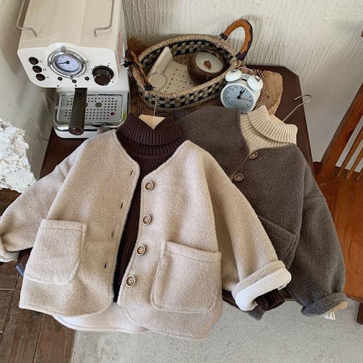 【短款新潮别具魅力！温暖守护】儿童新款秋冬外套开衫，加厚冬季宽松男童女童毛呢上衣 洋气又时尚，柔软如绒 温暖守护；冬季宽松版型，自由舒适lm 商品图3