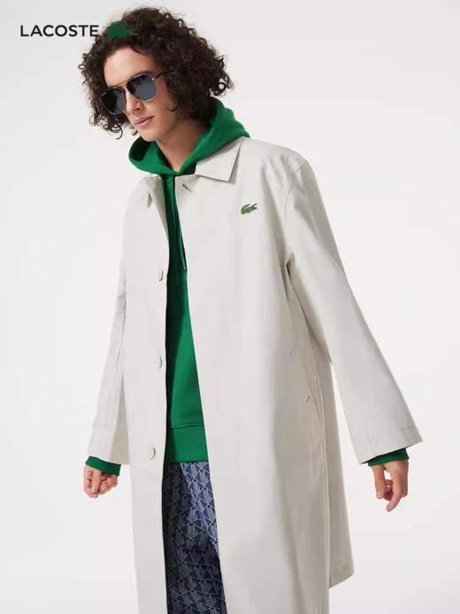 【海南专供价】Lacoste法国鳄鱼男装休闲简约中长款翻领风衣外套BH5946-98 商品图0