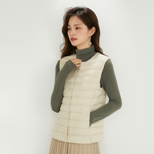 秋冬【白鸭绒90绒马甲】圆领V领可变 带内胆羽绒服背心 轻便坎肩马甲大码女装 商品图4