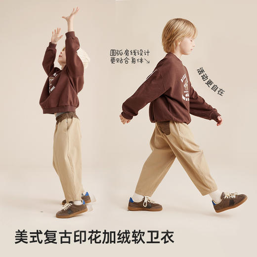 【内里复合奥粒绒】儿童美式复古印花加绒软卫衣PQWY2313 商品图1