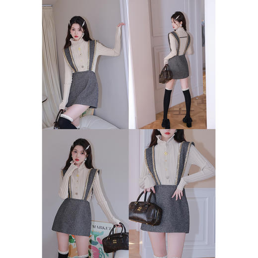 清仓捡漏 LIN CHAO ZHANG 【乖乖女miu系套装】绵羊毛毛呢背带裙 商品图2