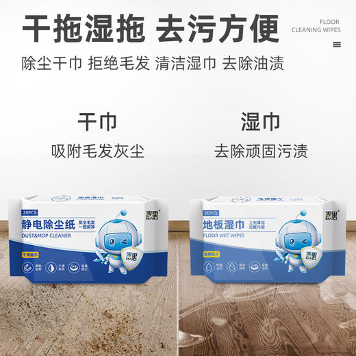 「干湿两款！一次性拖地巾」地板静电除尘干湿巾 一次性居家日用免洗毛发灰尘清洁工具拖地除尘纸湿纸巾 商品图3