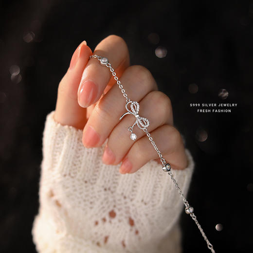 【娜风】S999银足银灵动蝴蝶结手链【YXS-L721】 商品图3