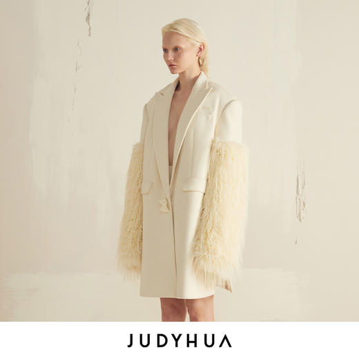 JUDYHUA 可拆卸廓形拼接毛呢大衣 商品图1