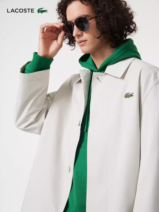 【海南专供价】Lacoste法国鳄鱼男装休闲简约中长款翻领风衣外套BH5946-98 商品图1