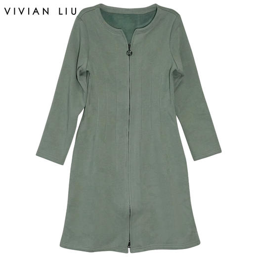 VIVIAN LIU薇薇安刘R2357405秋女装新款加绒门襟拉锁压褶连衣裙 商品图0