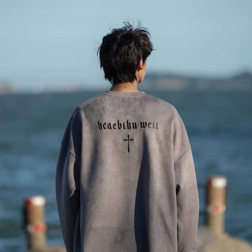 【十字架痞帅高街❗️宽松上衣】麂皮绒卫衣春秋季新款美式慵懒感潮流休闲宽松套头高街百搭上衣男衣服父亲节礼物新年礼盒年货礼盒 商品图1