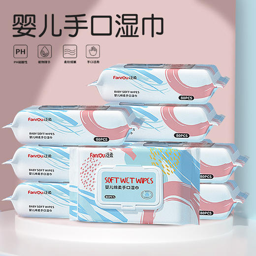 「拍1发2！9.9元到手两包」婴儿湿巾一次性80抽婴幼儿用大包婴手口绵柔湿巾清洁宝宝洗护湿纸巾 商品图0