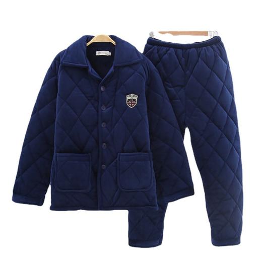 福利款~雀说中老年人男士睡衣秋冬款珊瑚绒三层夹棉冬季加厚加绒AL 210828 商品图4