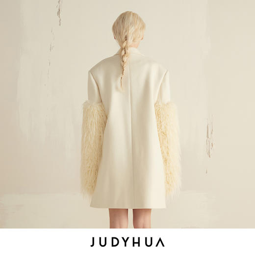 JUDYHUA 可拆卸廓形拼接毛呢大衣 商品图2