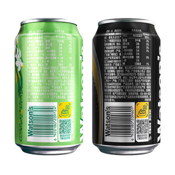 屈臣氏（Watsons）苏打水气泡饮料特调解腻330mL*24罐混合（原味20罐+香草4罐） 商品图1