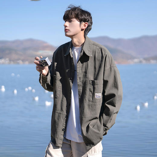 【复古宽松纯棉❗️工装衬衫外套】男女春秋季潮牌宽松情侣长袖衬衣休闲百搭外套上衣父亲节礼物新年礼盒年货礼盒 商品图3