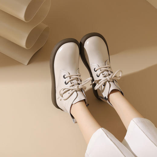 西村名物2023年秋冬季新款马丁鞋软底平底复古舒适圆头马丁靴短靴T23DS44691 商品图4