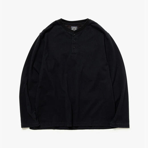 hobo L/S HENLEY NECK TEE COTTON 复古水洗天竺棉亨利领长袖T恤 商品图4