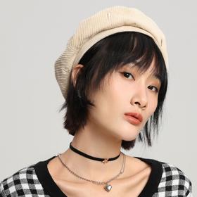 帽仕汇  灯芯绒全棉刺绣贝雷帽