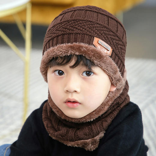 【母婴用品】秋冬新款毛线帽子围脖套装 商品图1